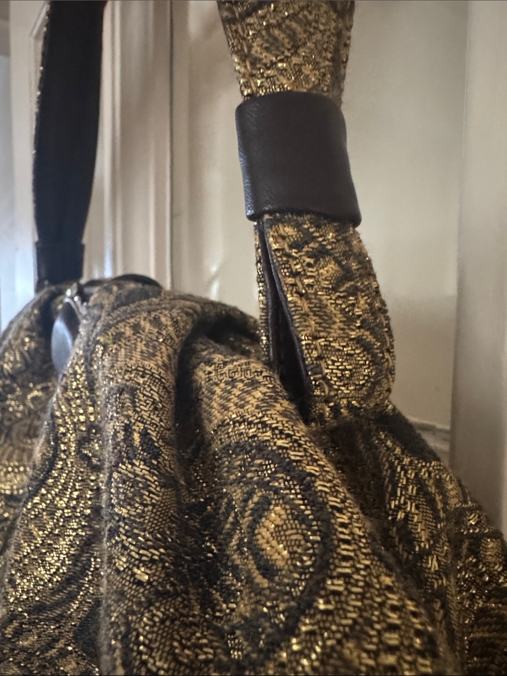 Donald J. Pliner metallic brocade pattern structured bag - Picture 3 of 10